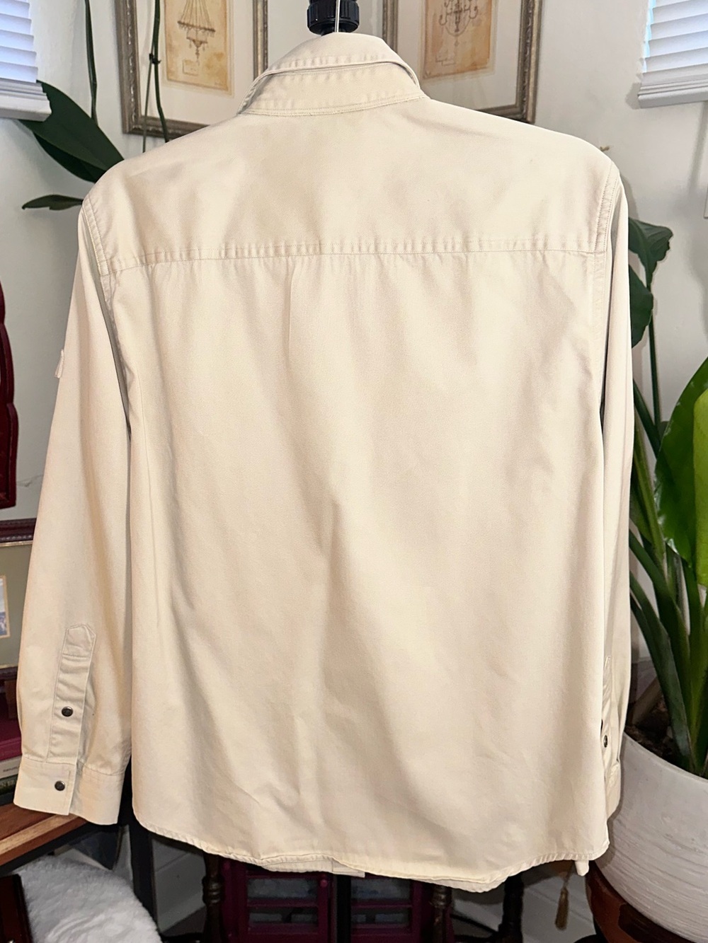 Vintage Lauren Ralph Lauren Beige Cotton Utility Safari Shirt Size Medium - Picture 6 of 6